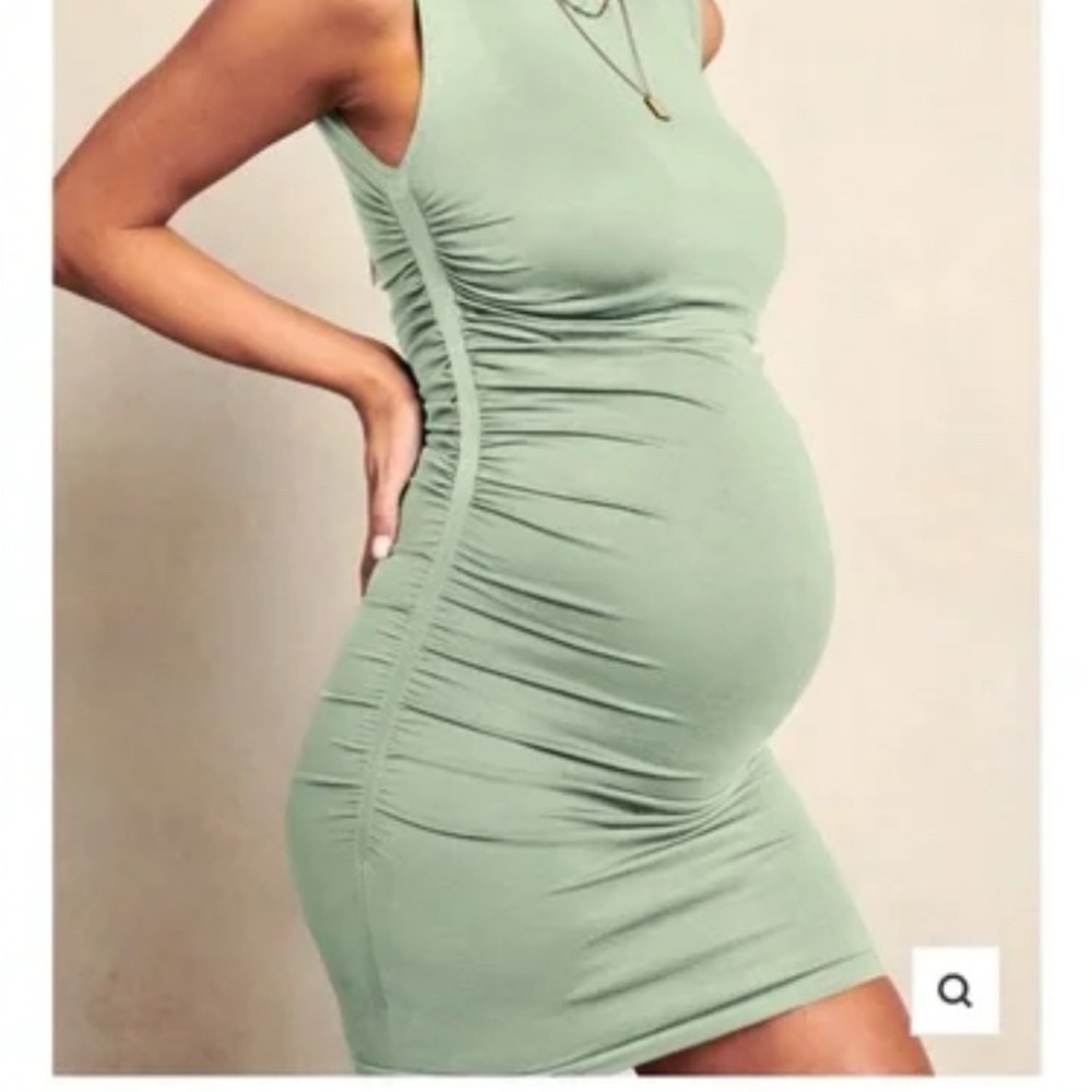 BLANQI Sage Green Mini Maternity Dress